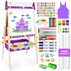 Joyooss Art Easel with wooden stand showcasing sturdy construction for long lasting kids art sessions
