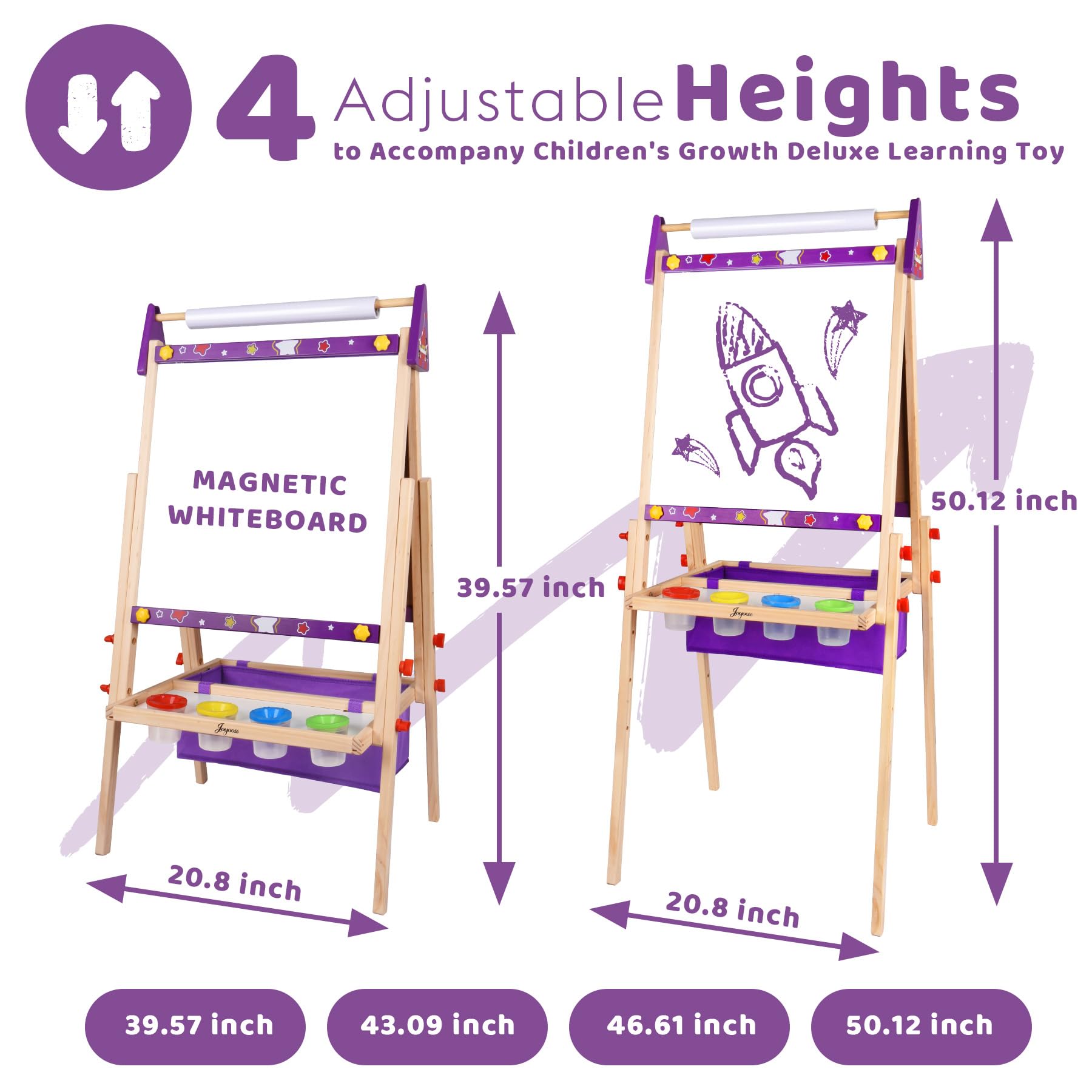 Joyooss Double sided magnetic board supports whiteboard and chalkboard play and learning