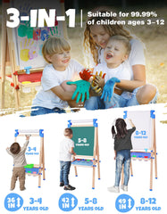JOYOOSS Easel shows its magnetic whiteboard and chalkboard surfaces in action