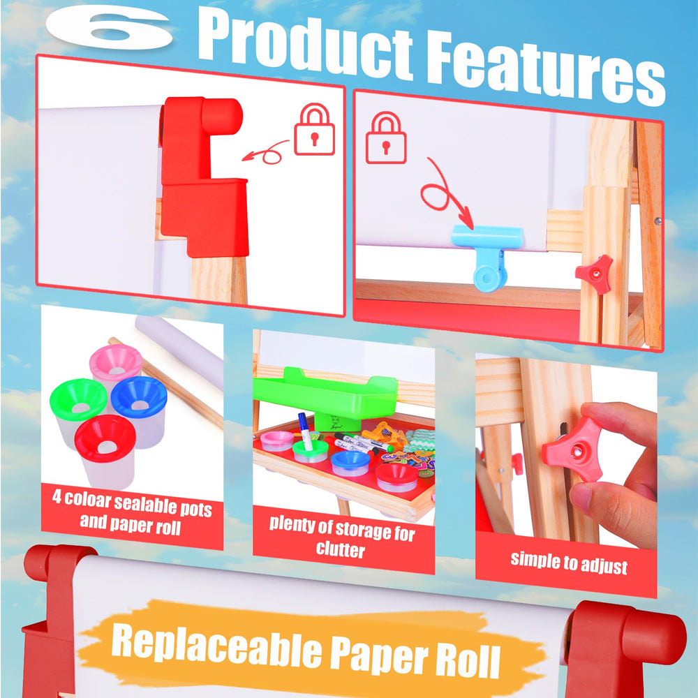 JOYOOSS easel features storage tray to keep accessories organized.