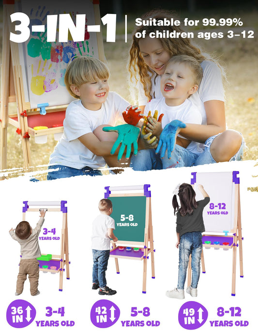 JOYOOSS kids easel magnetic dry erase board offers creative doodling and magnetic letters.