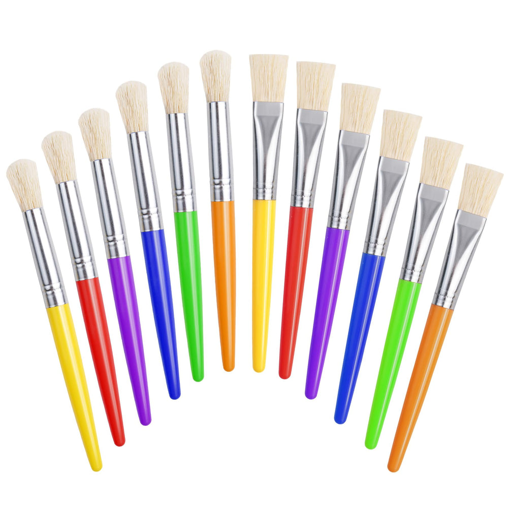 Joyooss kids paint brushes round-flat-12pc for versatile classroom and home art