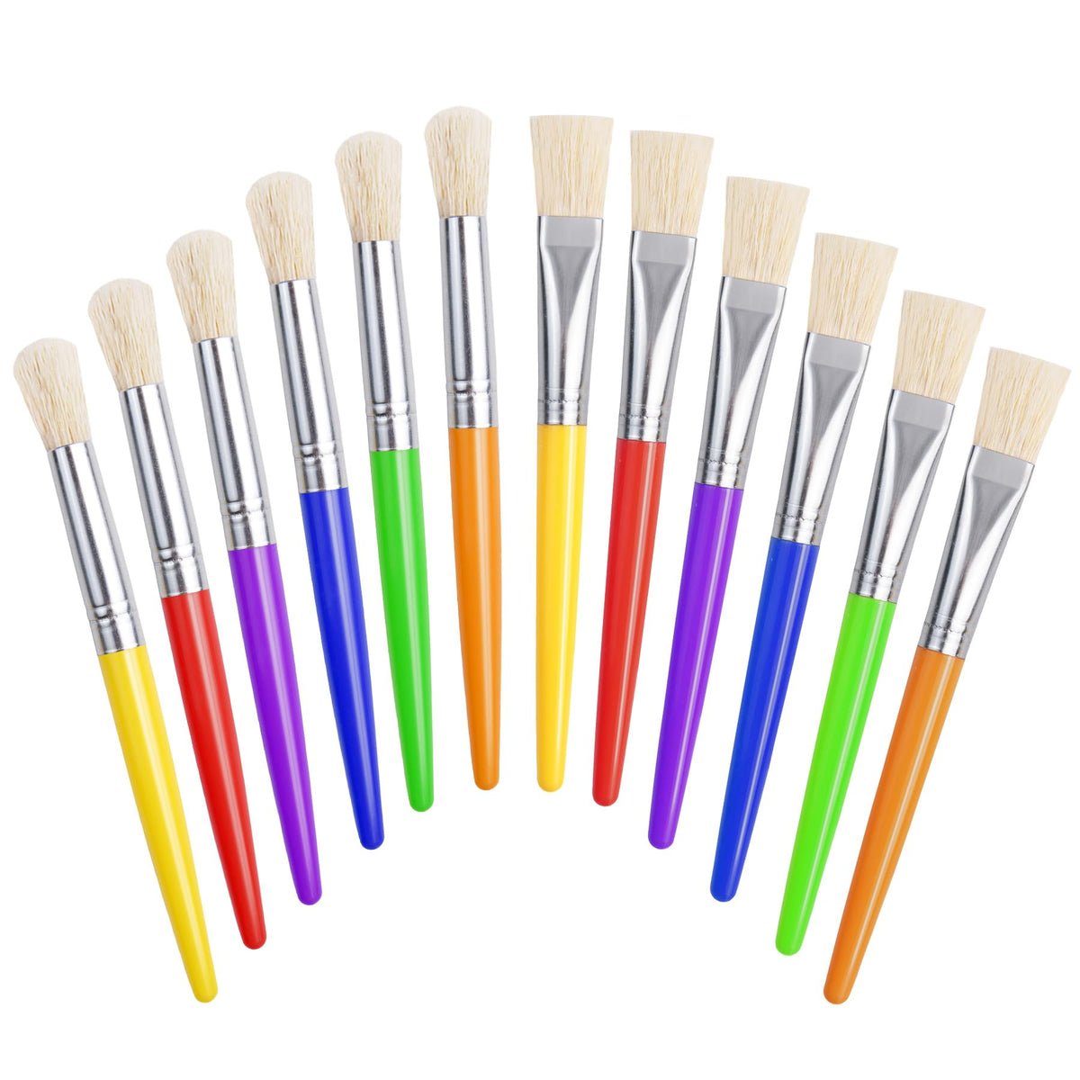 Joyooss kids paint brushes round-flat-12pc for versatile classroom and home art