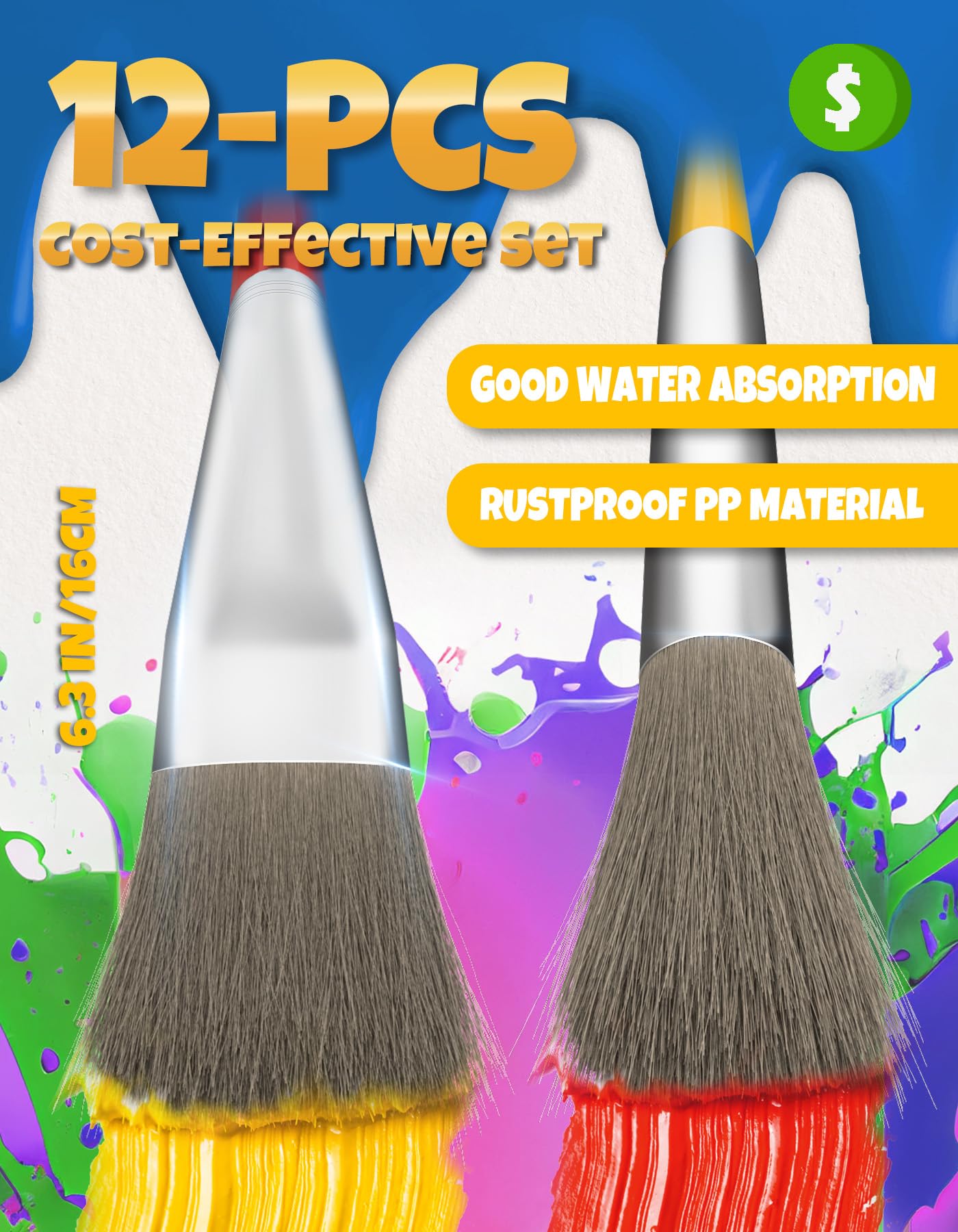 Joyooss washables no-shed hog-bristle brushes easy cleanup after art time