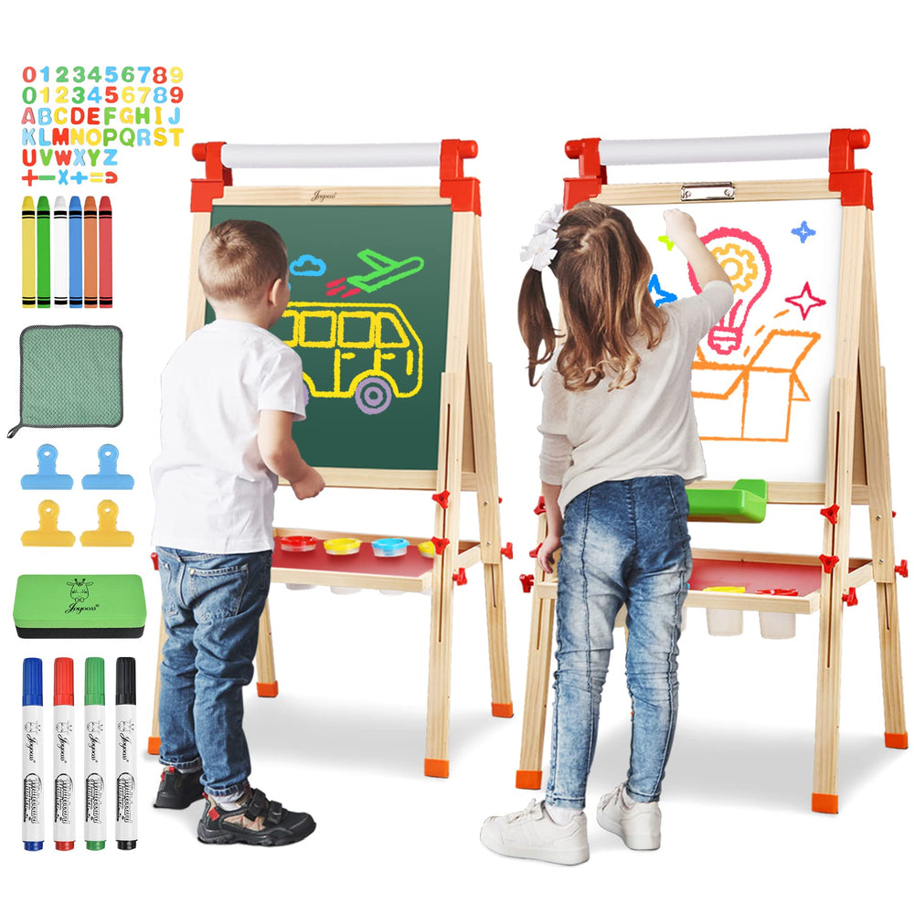 JOYOOSS wooden easel with natural finish ready for imaginative play.