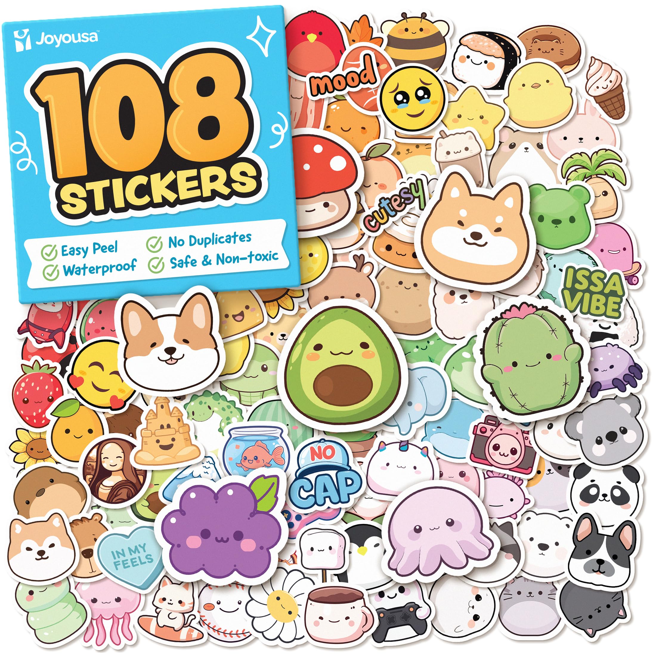 Joyousa cute stickers fruits design on water bottle for personalization and easy spotting.