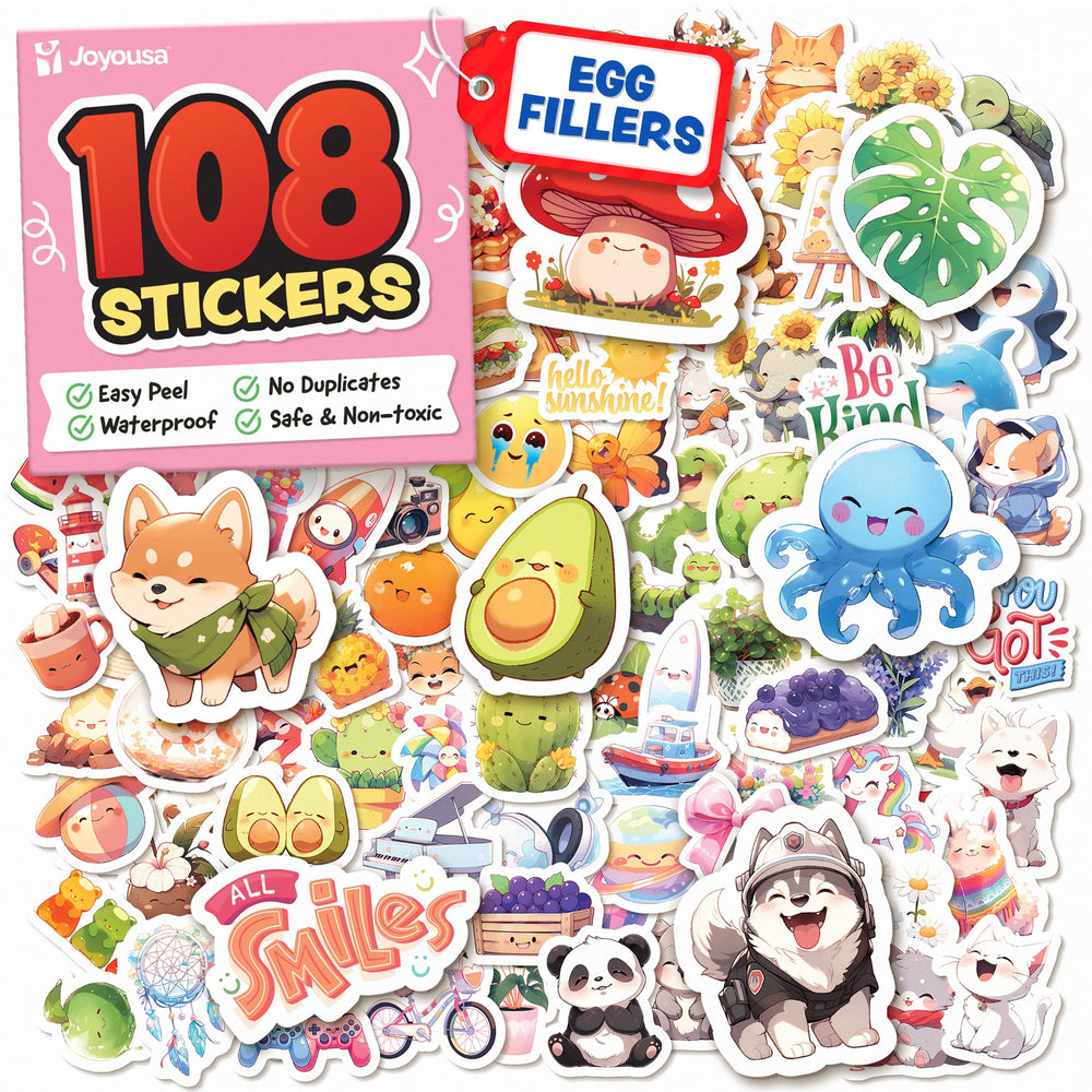 Joyousa cute stickers for kids—fruits and animals—perfect for labeling water bottles