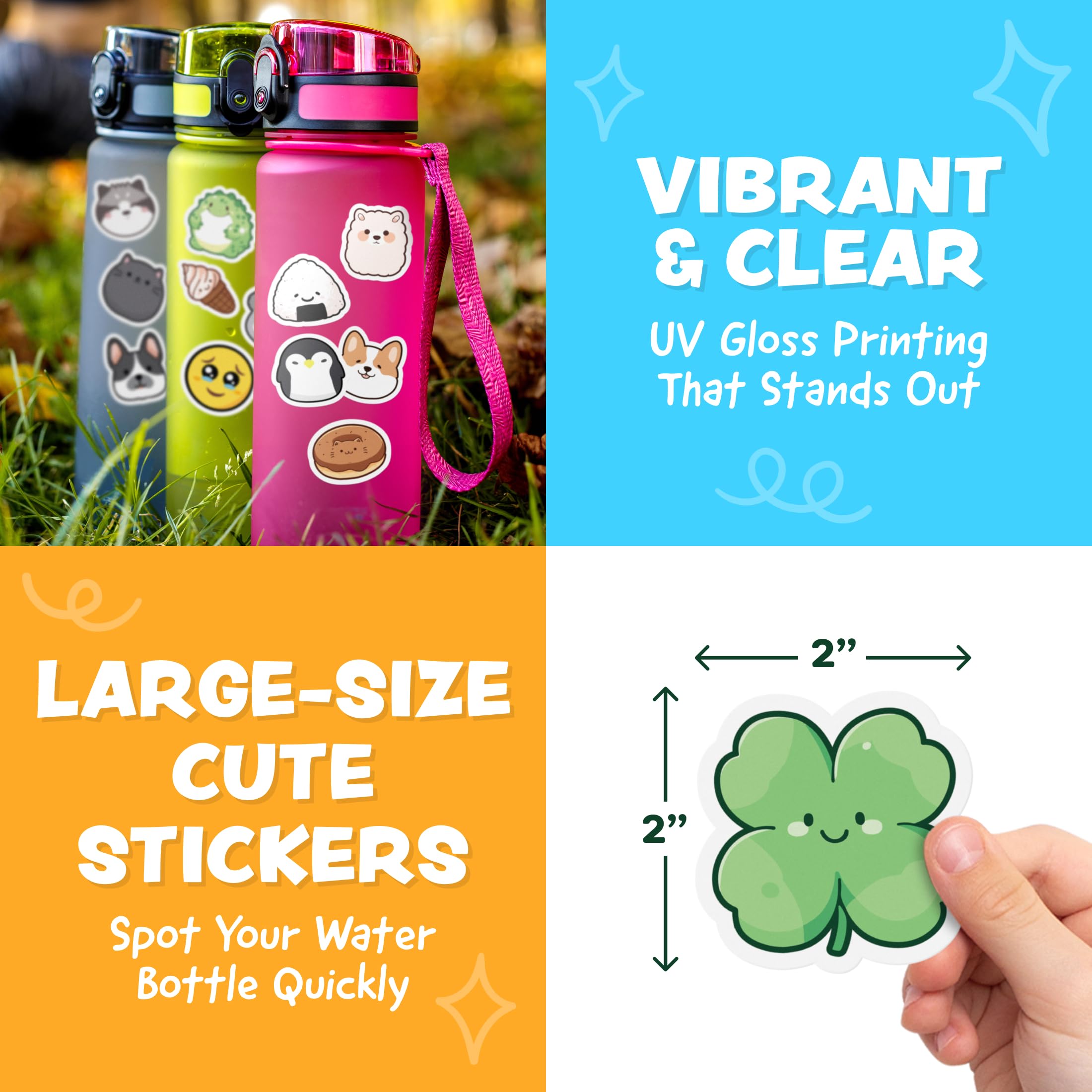 Joyousa waterproof stickers keep colors vibrant on bottles during workouts.