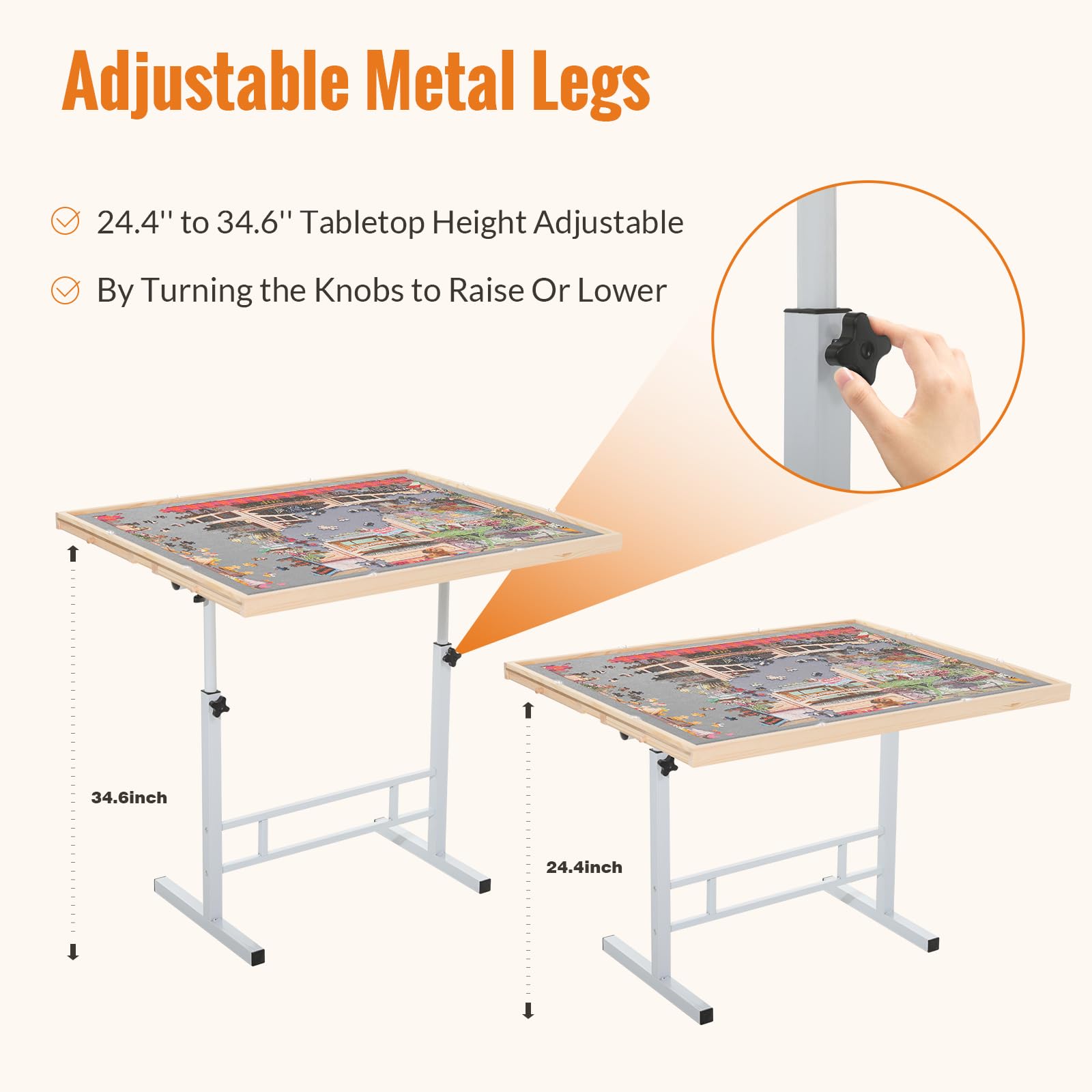 JoyPcsTable adjustable-height tilting legs support ergonomic puzzling sessions