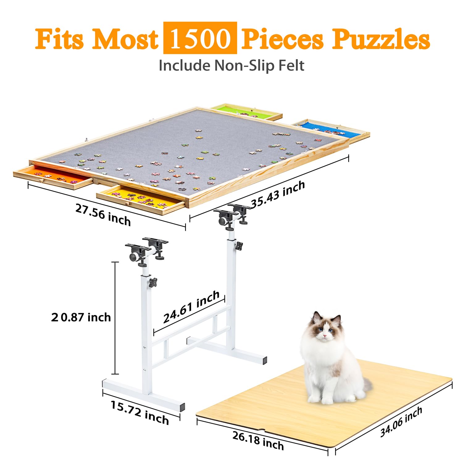 JoyPcsTable pinewood and MDF build ensures durable everyday puzzle sessions