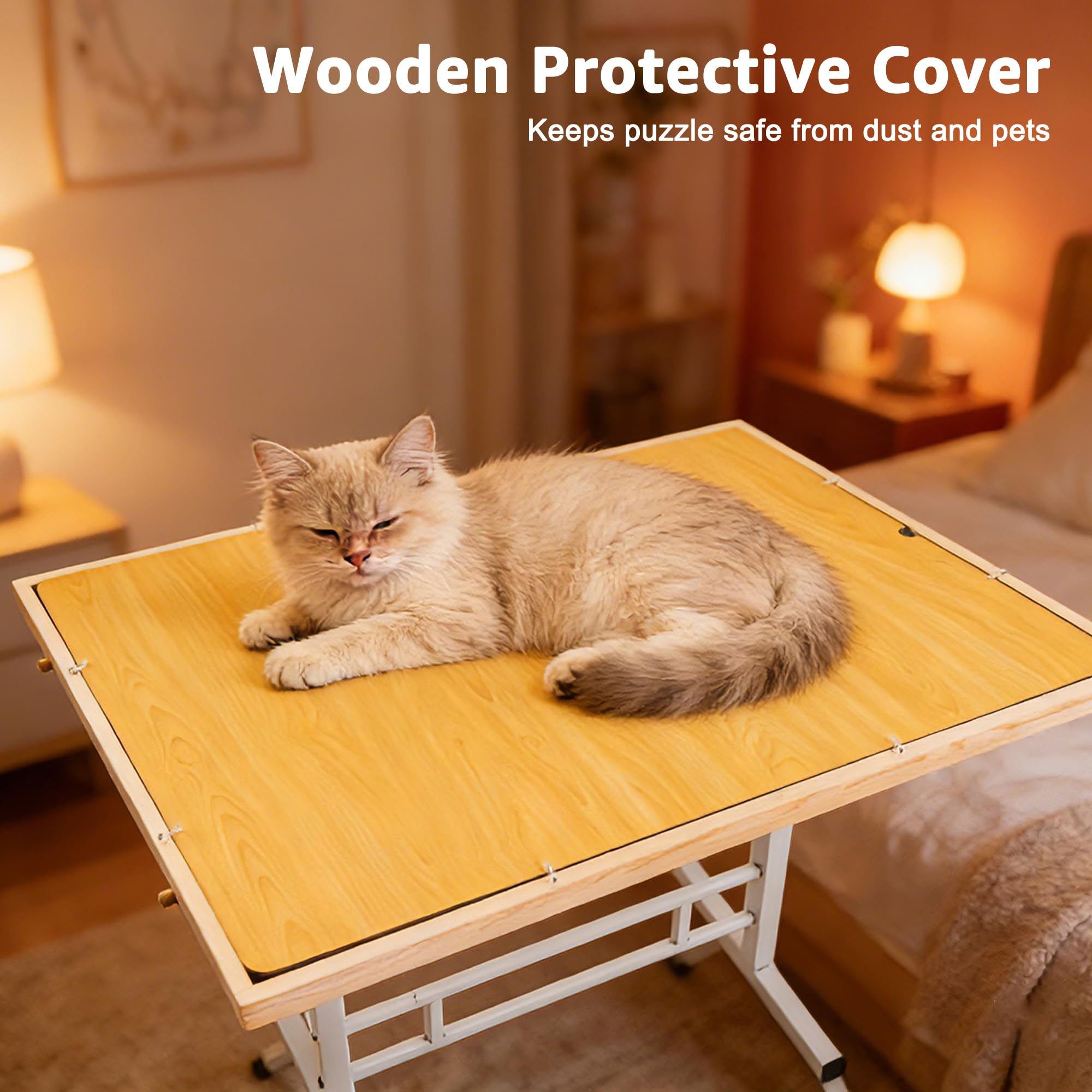 JoyPcsTable wooden cover protects your puzzle from dust between uses