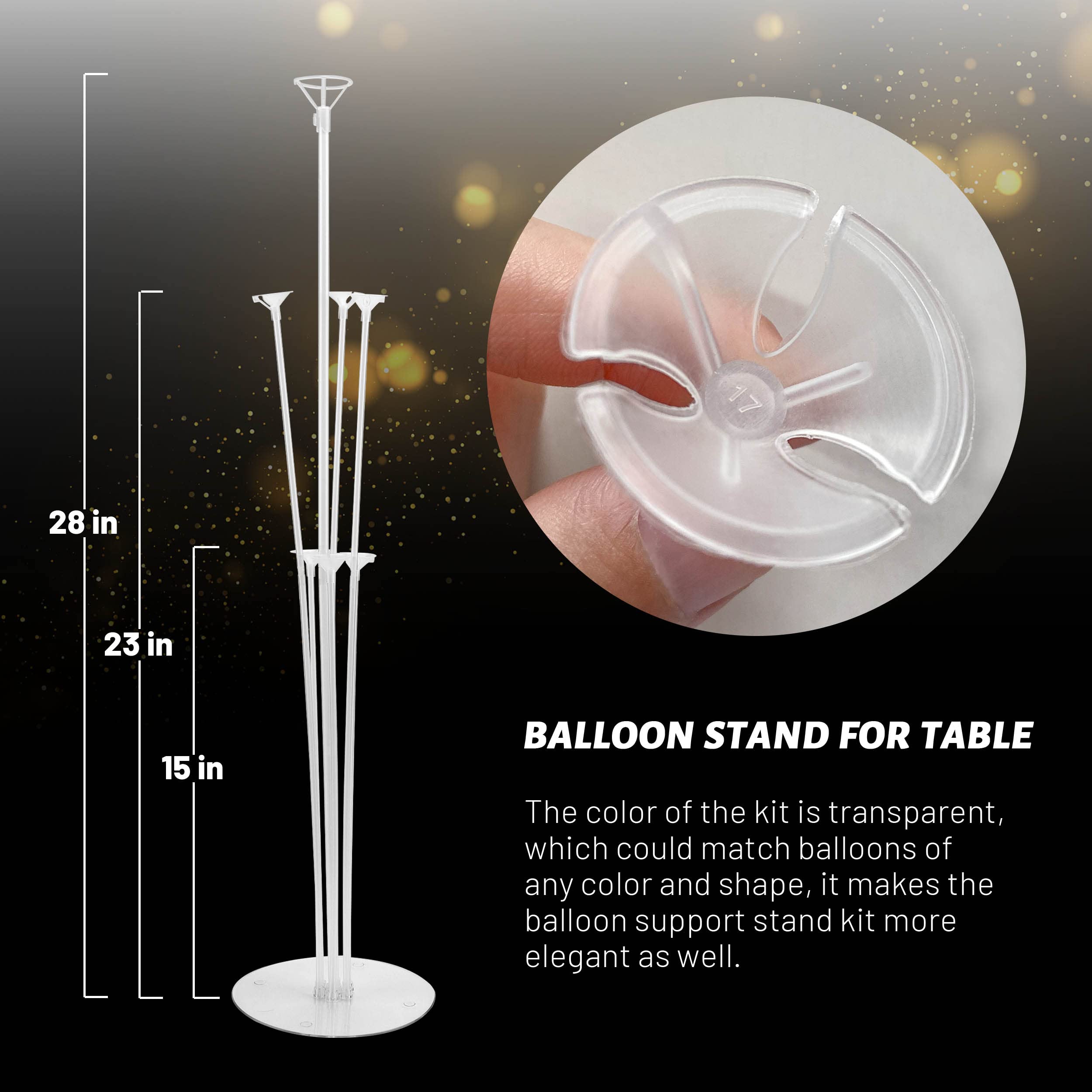 JOYYPOP balloon stand 7.9in poles offer flexible height options.