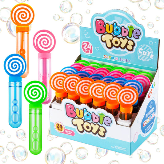 JoyPop bubble wand yellow handle, child-friendly party favor with vibrant bubbles.