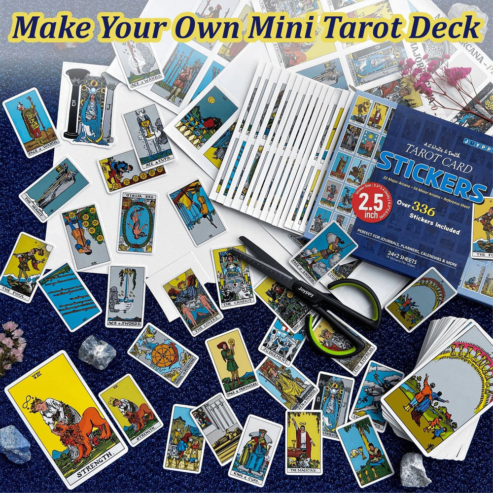 Joyppy reference sheets included to refresh tarot knowledge during planning