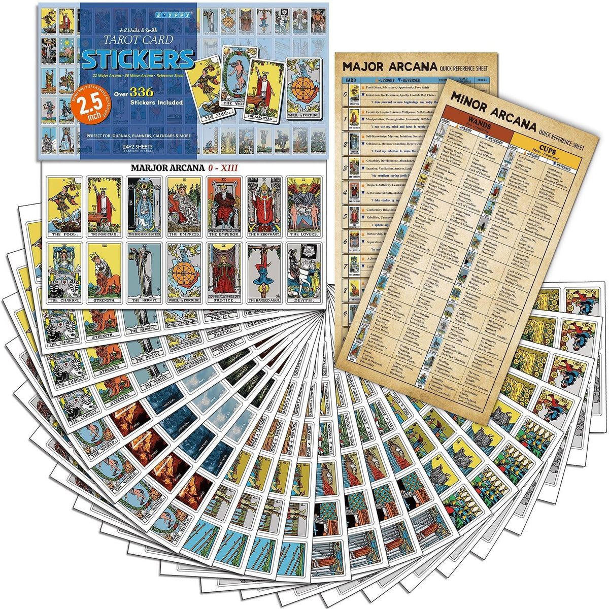 Joyppy Tarot Stickers featuring Rider Waite imagery for clear journaling inspiration