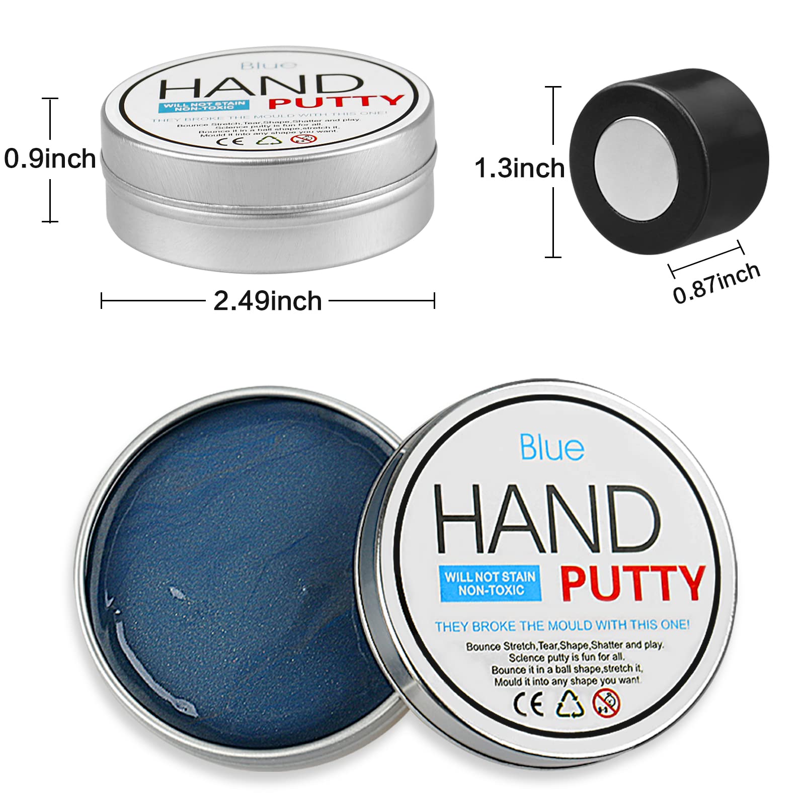 JOYPRO magnetic slime putty blue stretched view shows versatile creative sculpting