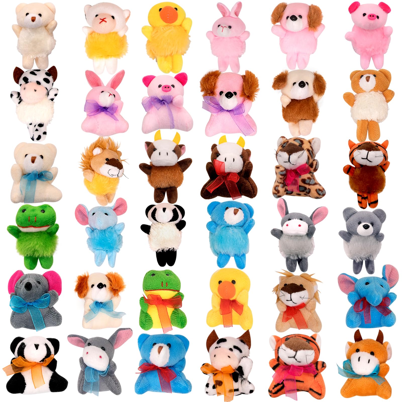 JoyRapt 36-pack plush animals with varied designs for classroom prizes and party favors