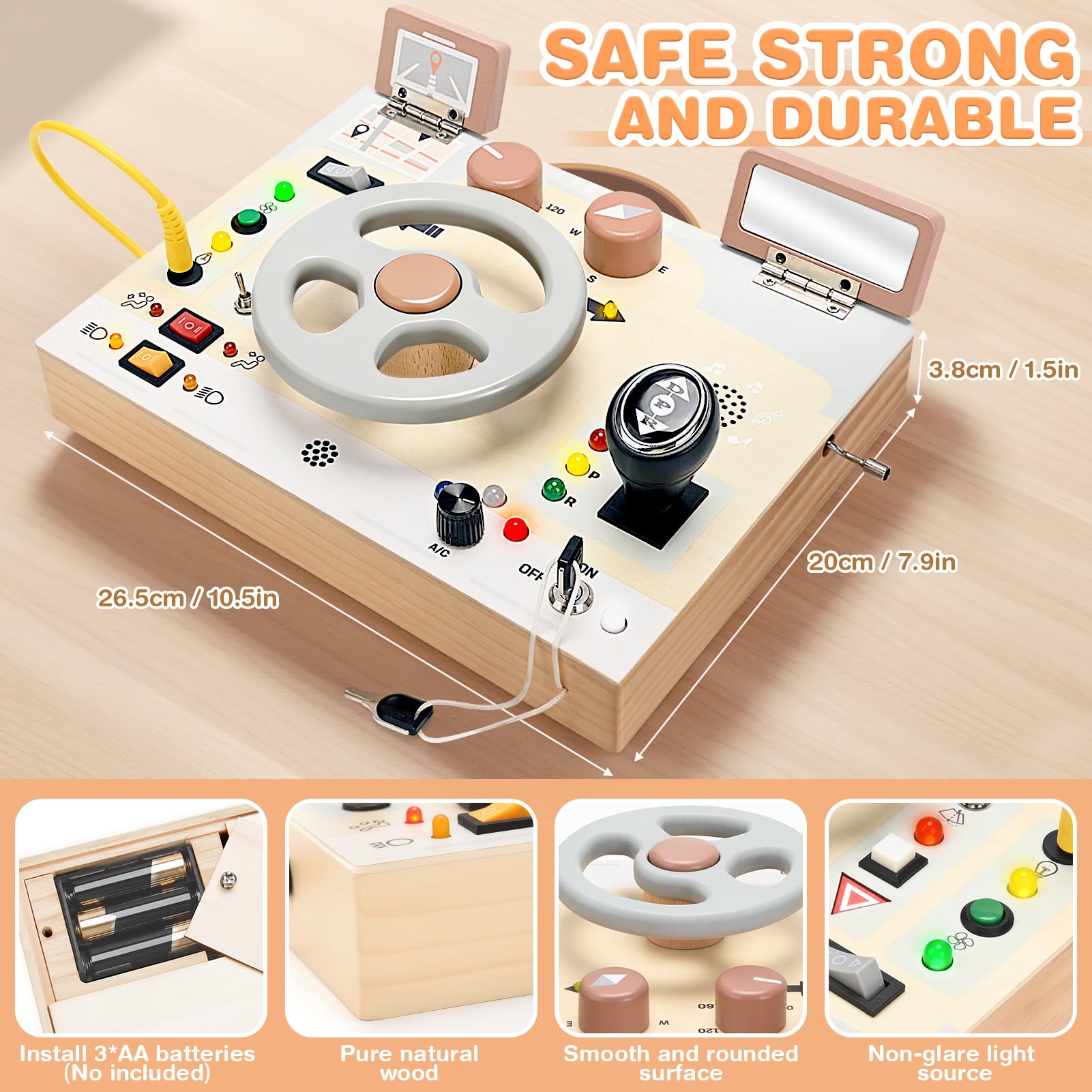 Joyreal busy board switches invite exploration and problem solving.