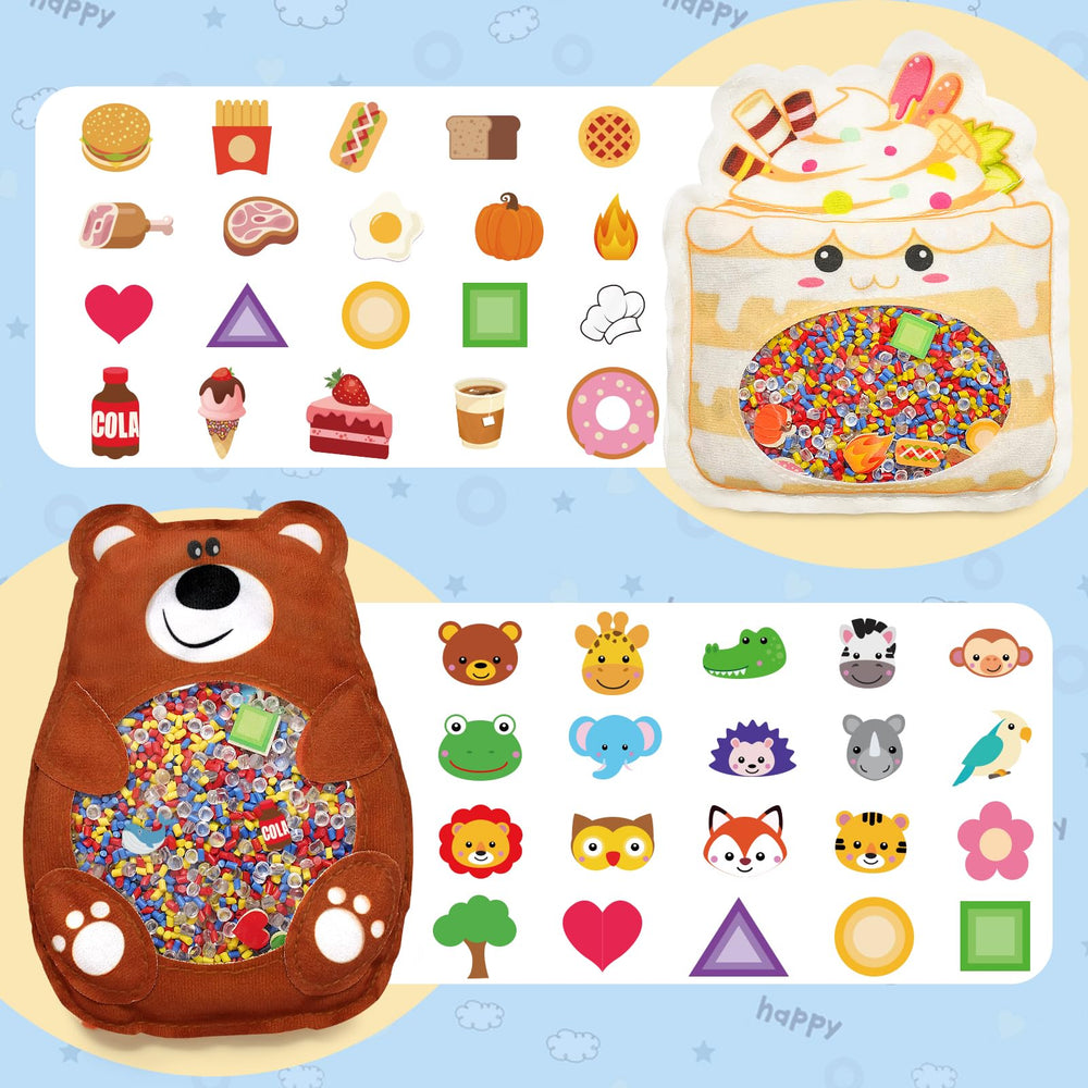 Joyreal Hide and Seek Busy Bag prompts card visible for guided search and recognition