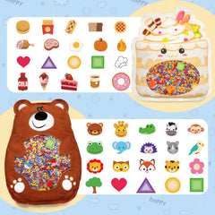 Joyreal Hide and Seek Busy Bag prompts card visible for guided search and recognition