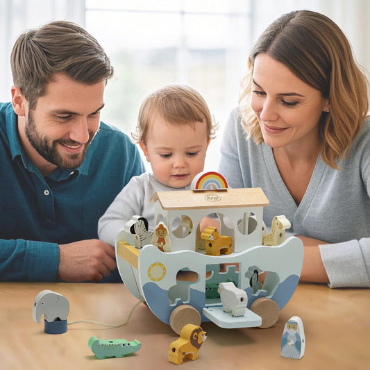 Joyreal Noah's Ark figurines of Noah and wife for storytelling.