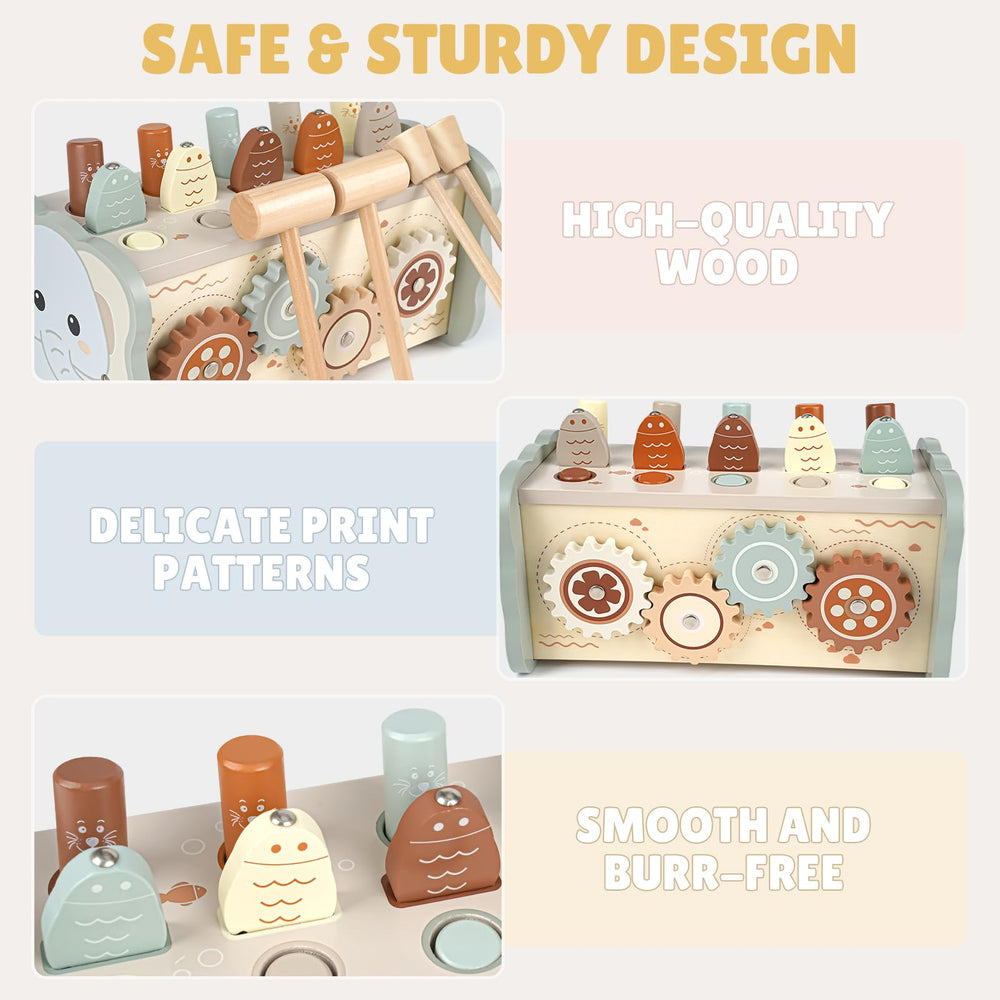 Joyreal wooden toy with natural finish and smooth edges for safe, durable use.