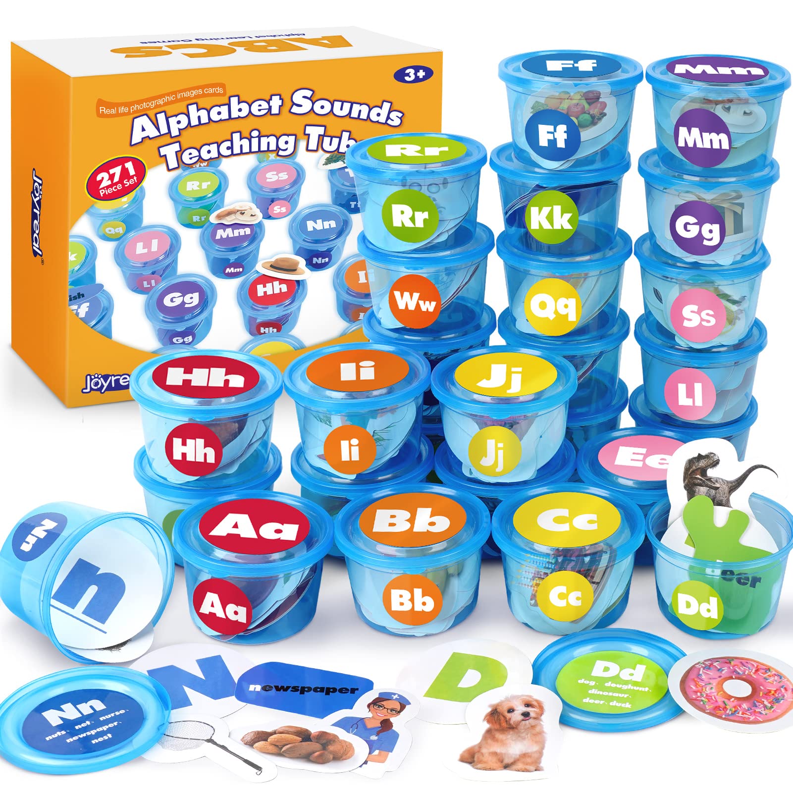 Joyreal sorter tubs organize alphabet pieces for easy hands-on learning.