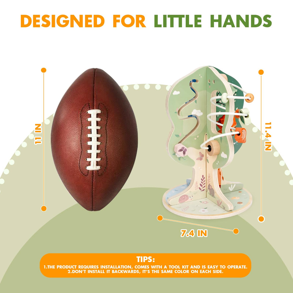 Joyreal wooden activity cube with smooth rounded edges enhances safe toddler handling.