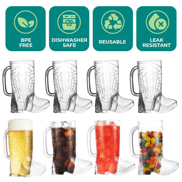 JoyServe Cowboy Boot Mug stacked to show space-saving bulk design.