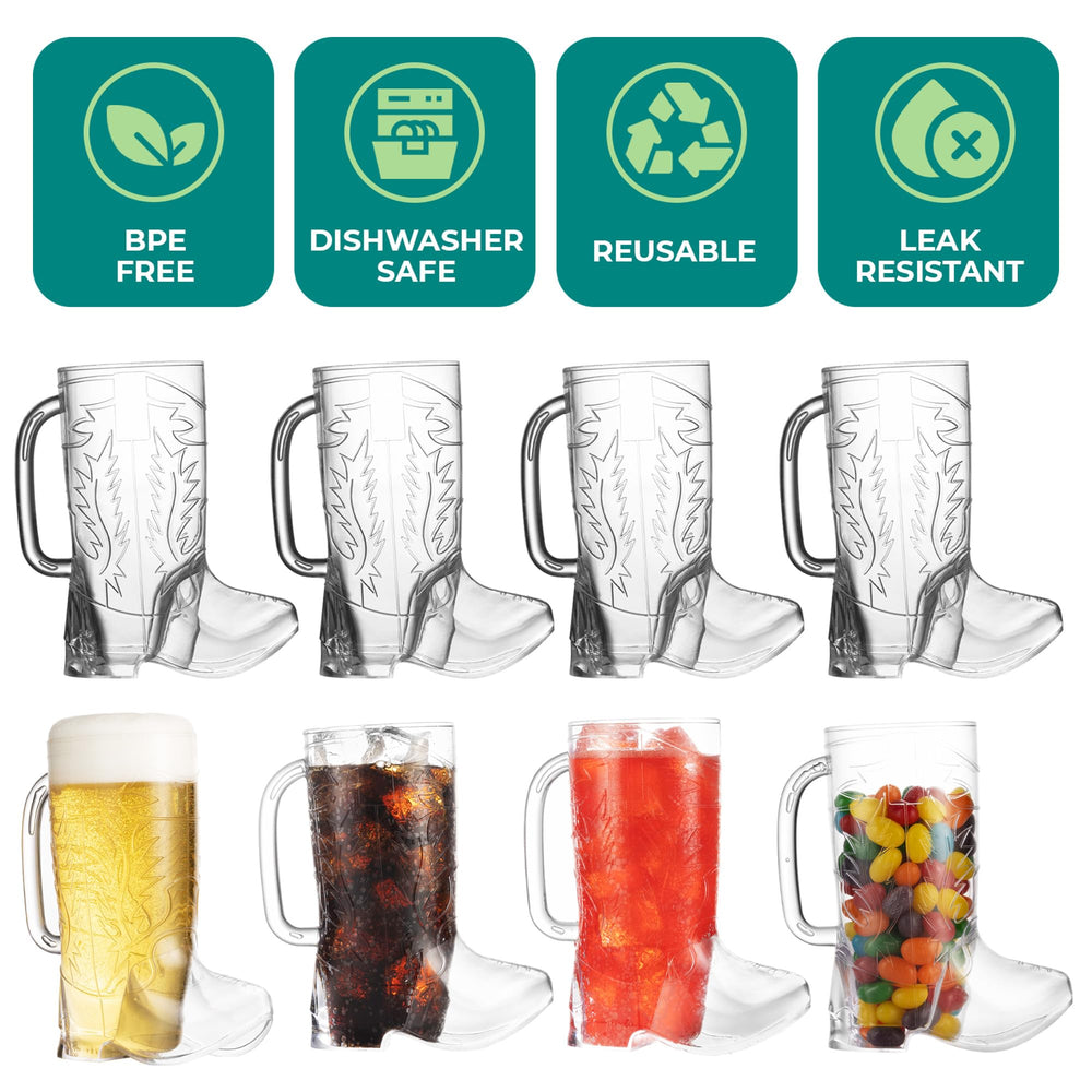 JoyServe Cowboy Boot Mug stacked to show space-saving bulk design.