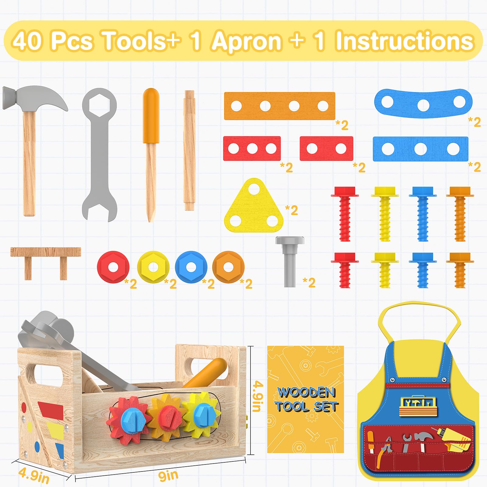 JOYSINTOY wooden hammer for developing hand-eye coordination during practice projects.