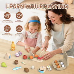 JOYSINTOY wooden milk and canned item for grocery-store role-play.