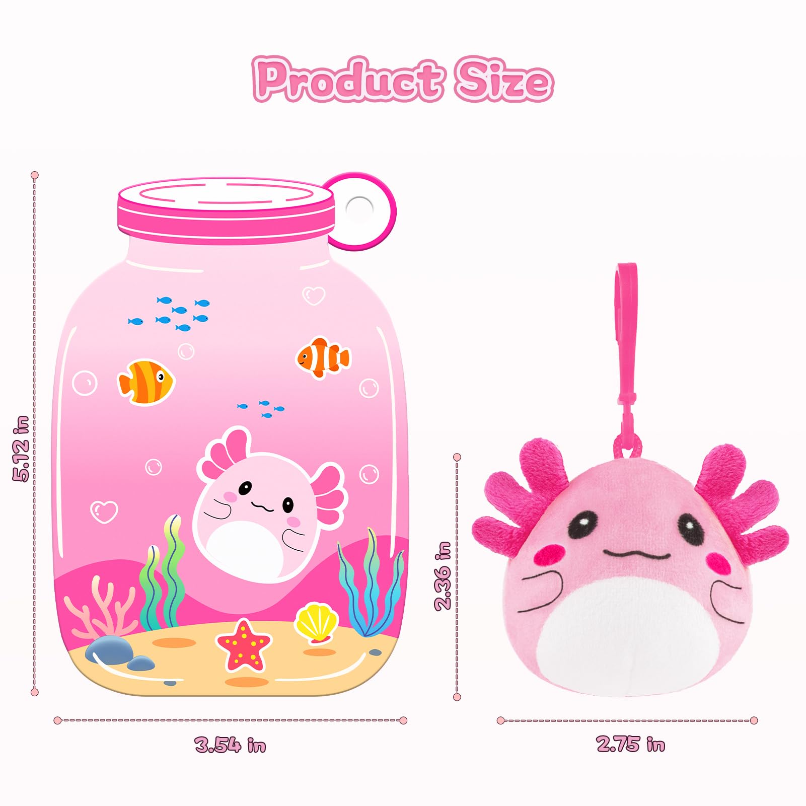 JoySpark Axolotl plush clip attaches to bags for daily joy