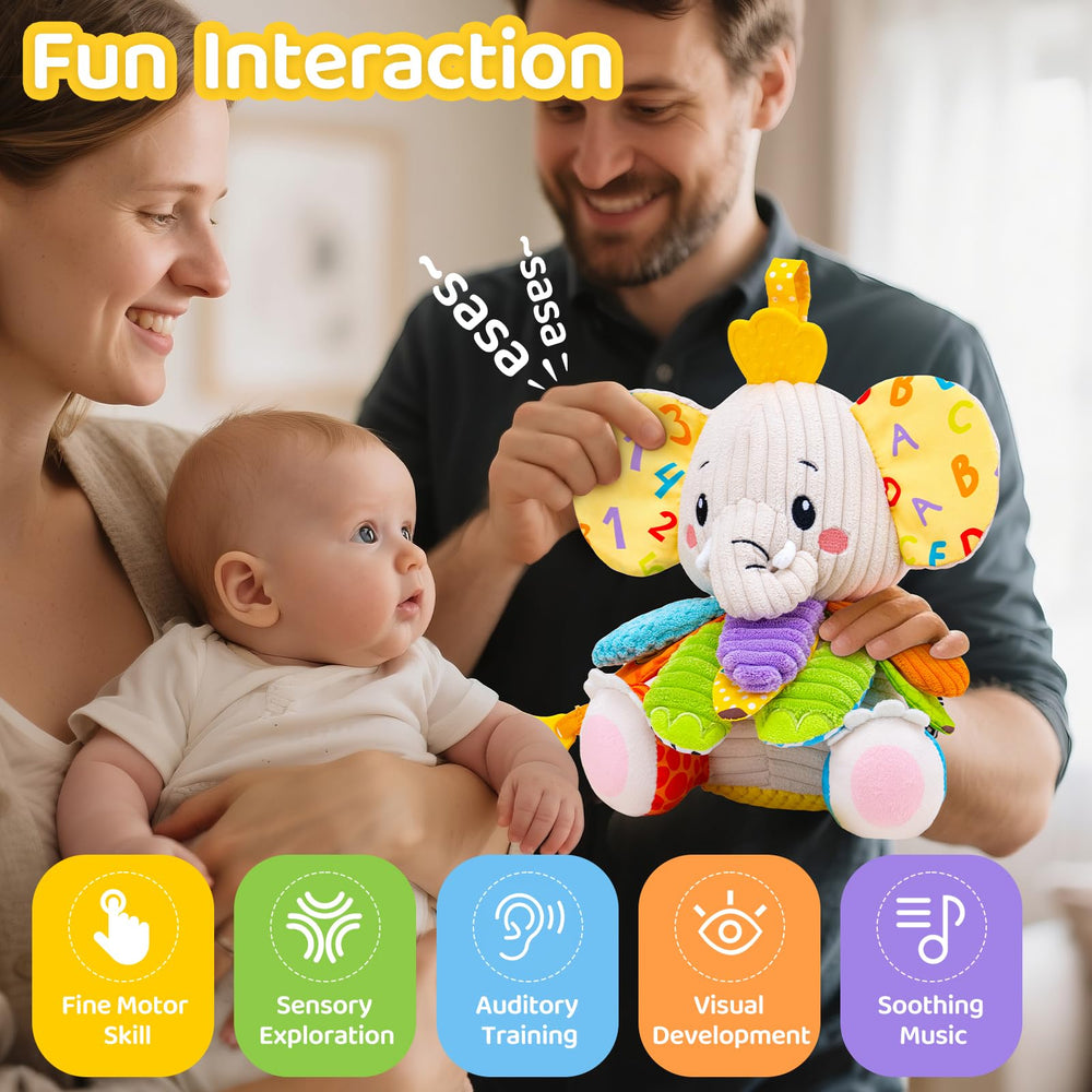 JoySpark Toys elephant tail pull reveals lullaby for soothing moments