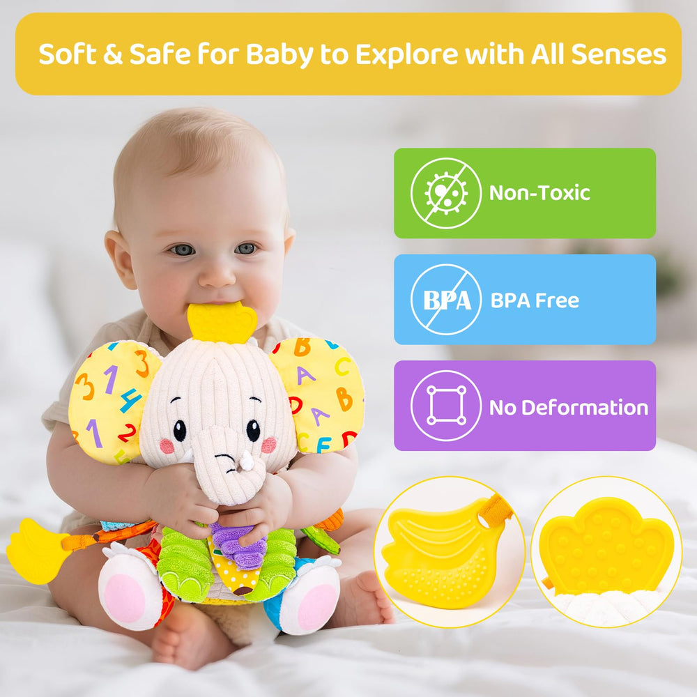 JoySpark Toys elephant dual-teether made of food-grade TPE for gum relief