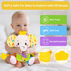 JoySpark Toys elephant dual-teether made of food-grade TPE for gum relief