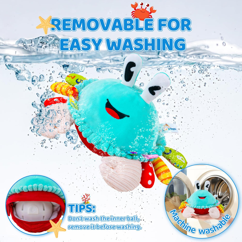 JoySpark Toys Crawling Crab removable cover for easy cleaning.