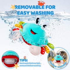 JoySpark Toys Crawling Crab removable cover for easy cleaning.