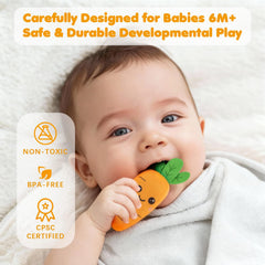 JoySpark Toys crinkle corn adds auditory texture for sensory exploration.