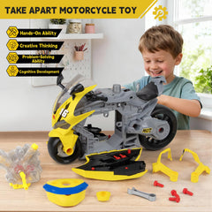 JoySpark Toys motorcycle kit with LED lights and sound for immersive play.