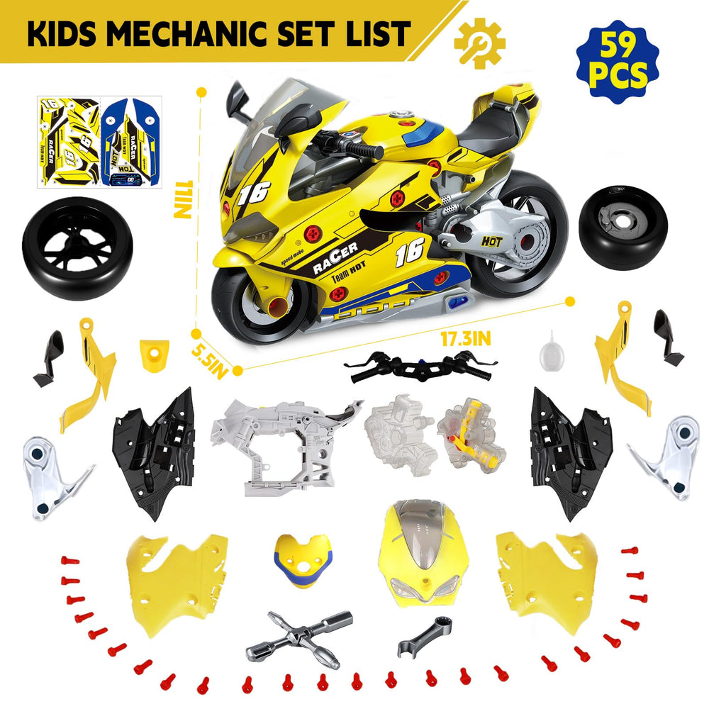 JoySpark Toys realistic steering and removable wheels for hands-on repair practice.