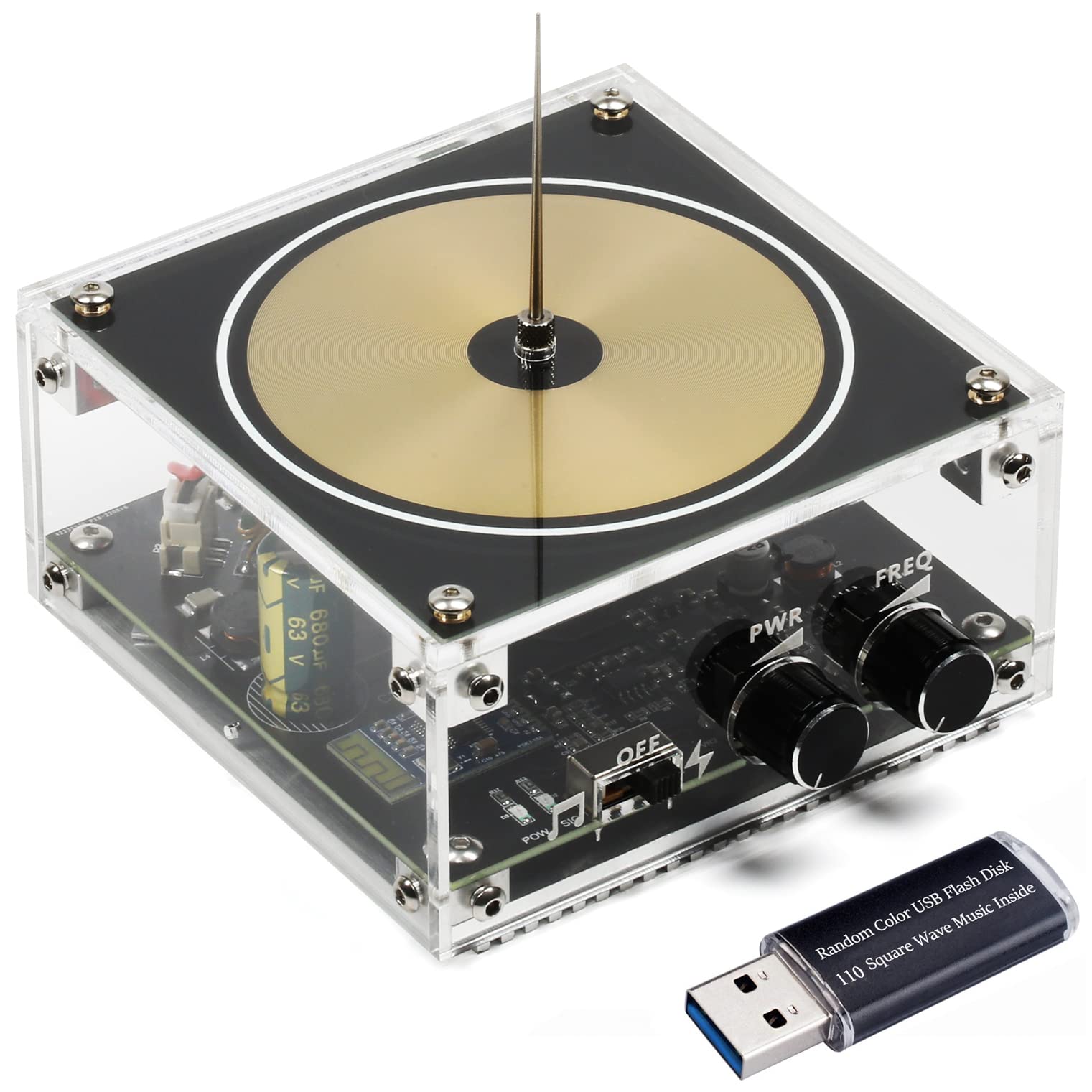 Joytech Tesla coil arc loudspeaker front view showing compact desktop design.