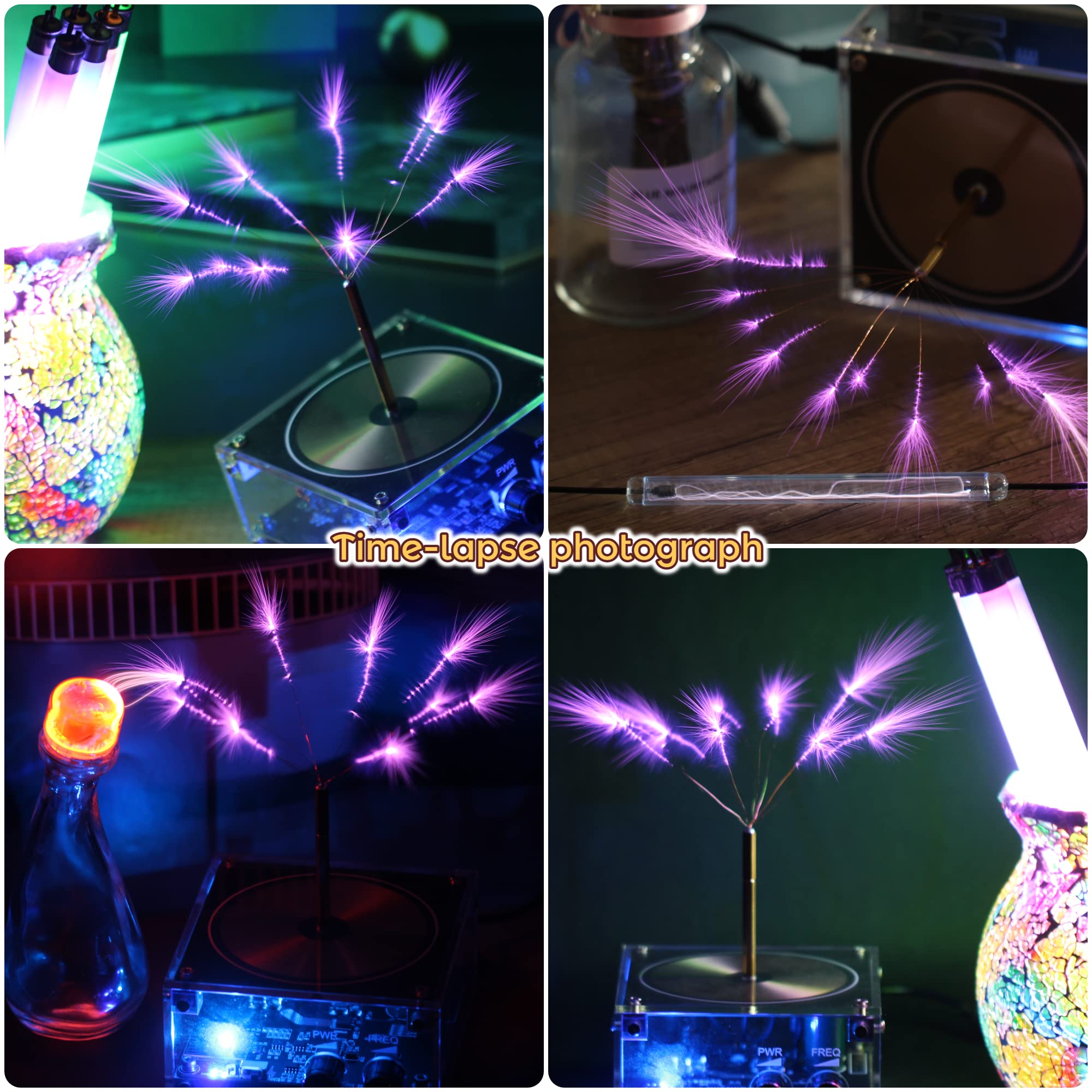Joytech Tesla coil arc loudspeaker tabletop demo for science education and curiosity.