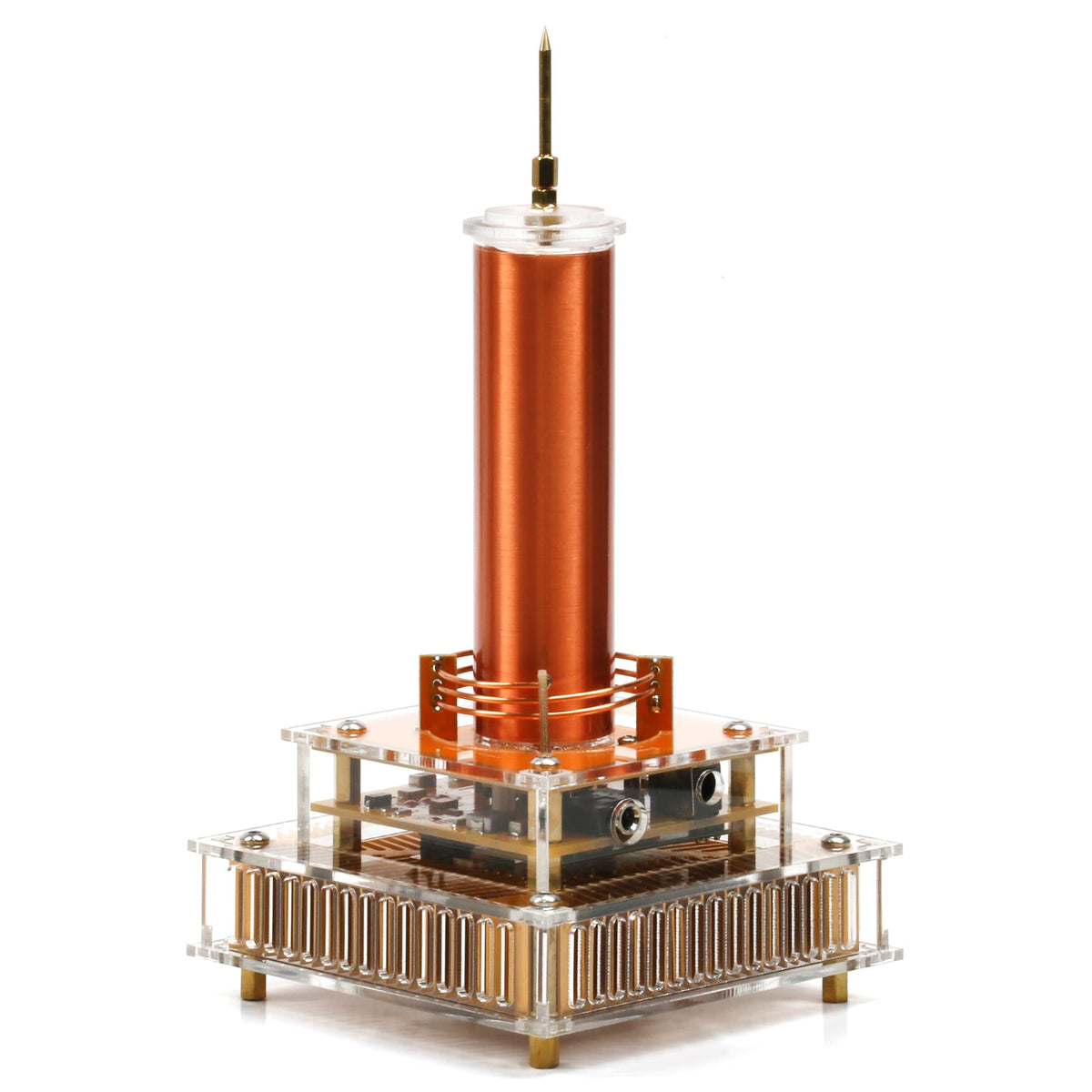 Joytech YS04 Tesla coil base assembly demonstrates precise construction for safe, hands-on learning.
