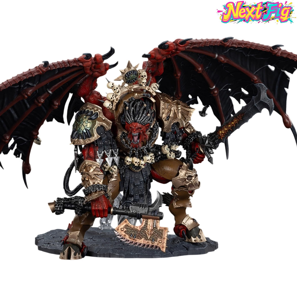 Joytoy Angron figure bears authentic emblems for collector value.