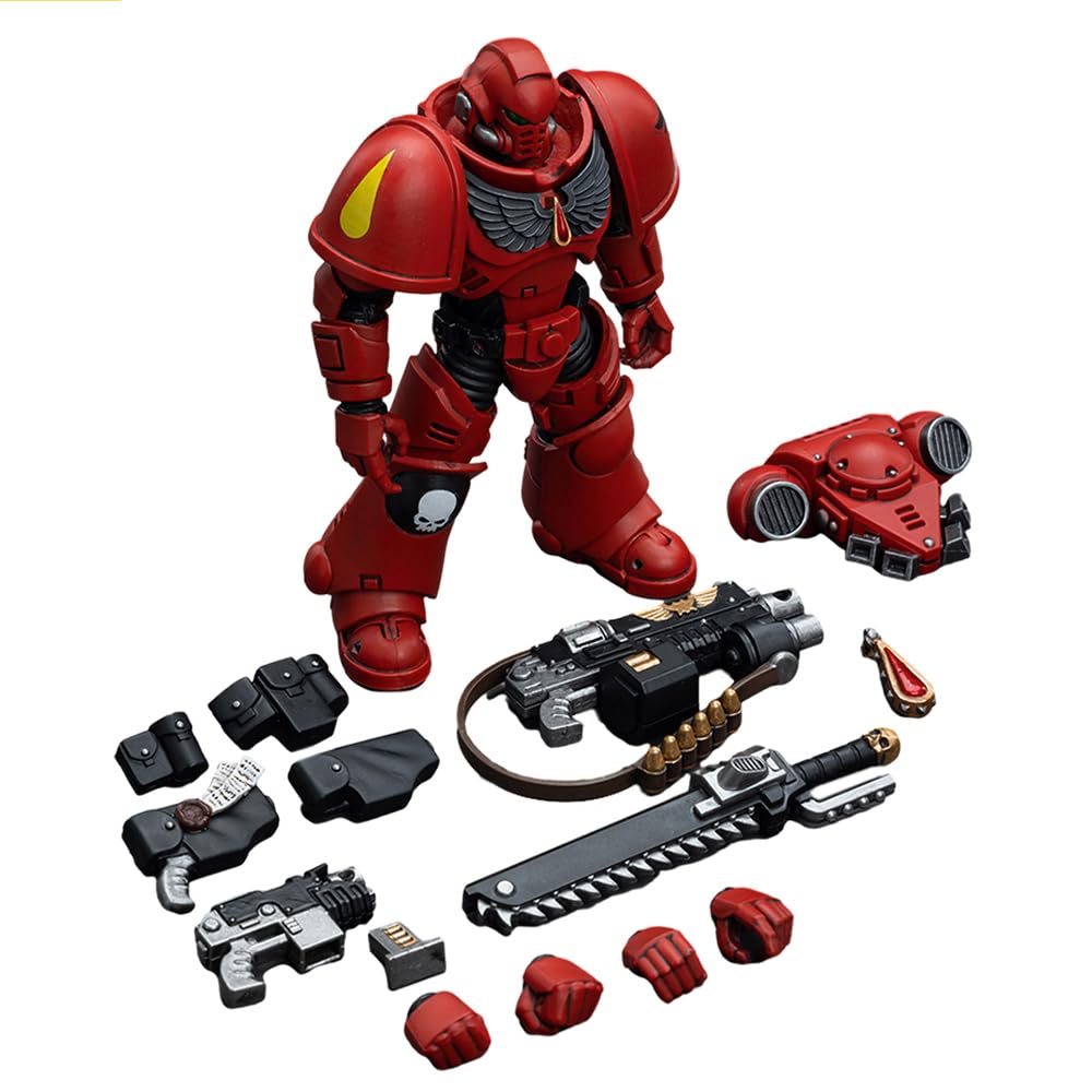 JOYTOY Blood Angels Intercessor detailed paintwork captures battle-worn realism.