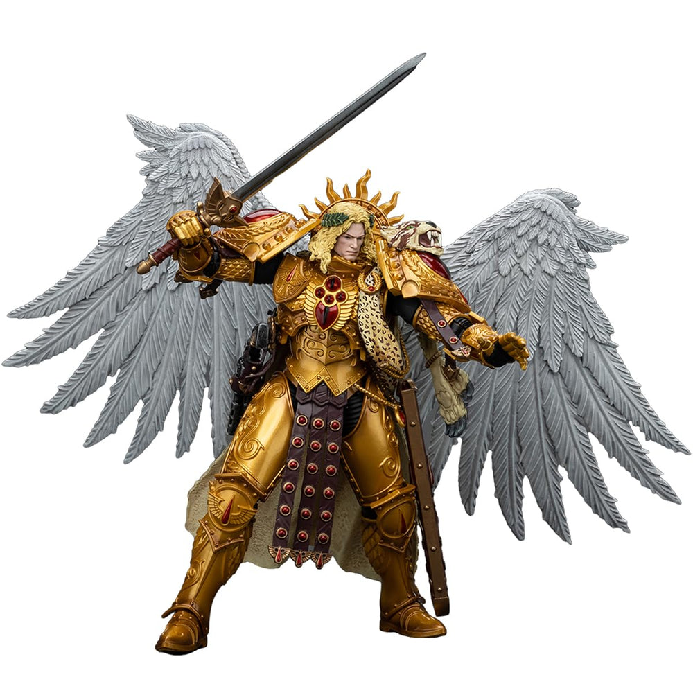 JOYTOY Sanguinius armor texture and battle-worn finish on display.