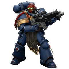 JOYTOY Ultramarines armor-detail closeup showing vintage paint and battle effects