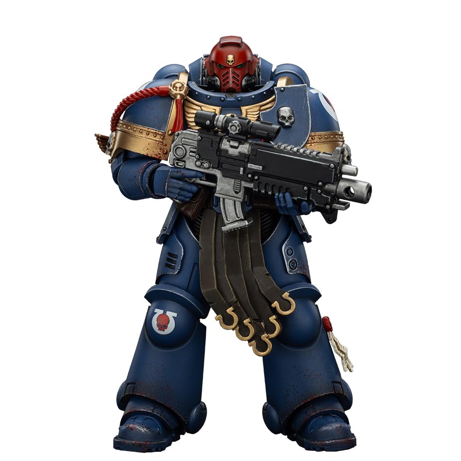 JOYTOY Ultramarines Gadriel figure front view highlighting poseable joints for dynamic display