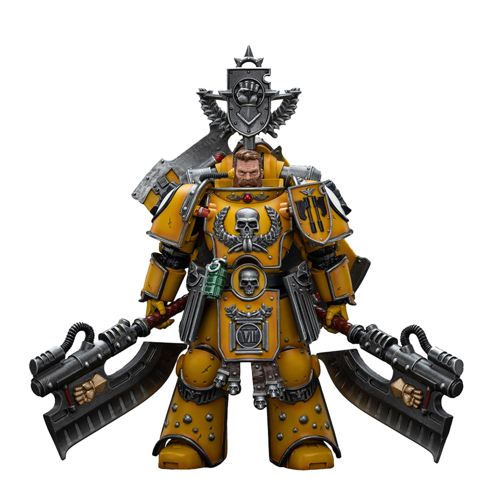 JOYTOY Imperial Fists Fafnir Rann figure, front view, with poseable joints for dynamic display.